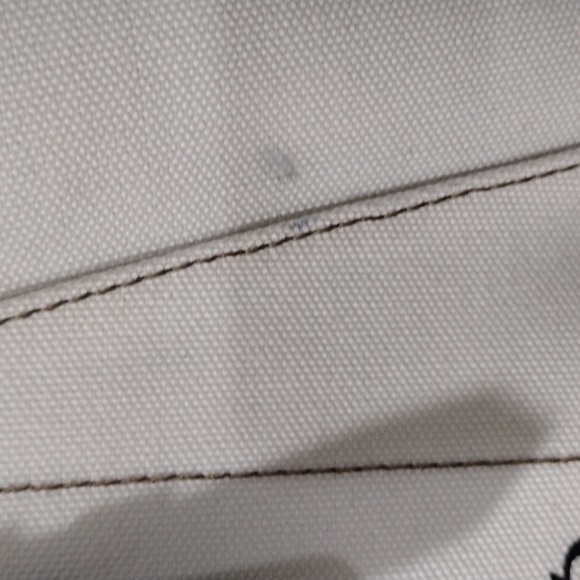 Samantha Thavasa DELUXE Shoulder Bag White Canvas 2 ways Tote Handbag - Picture 6 of 17